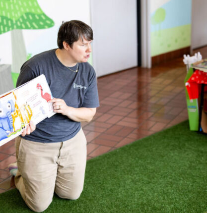LeafSpring School teacher reading to students